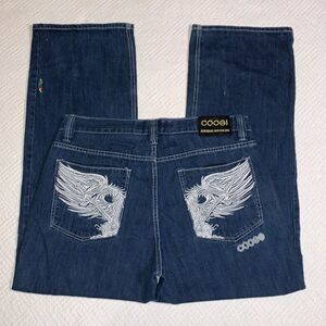 COOGI Vintage Embroidered Dragon Denim Blue Jeans, Men’s 38 Waist